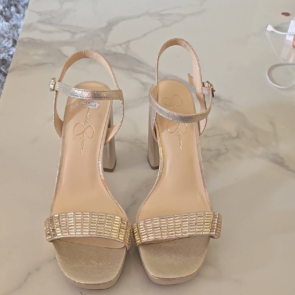 Jessica Simpson Elegant Gold Strappy Heels